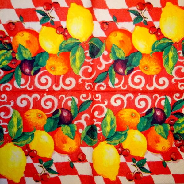 053 Lemons,  Oranges - 3 ply (red) - Stewo